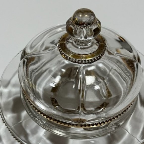 Antique Early  1900's EAPG Tarentum Glass Georgia Gem Footed butter & Sugar dish - Picture 2 of 9